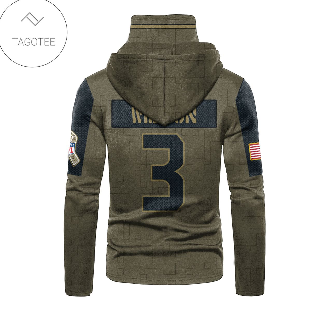 Seattle Seahawks Number 3 Russell Wilson Mask Hoodie Seattle Seahawks Number 3 Russell Wilson Mask Hoodie