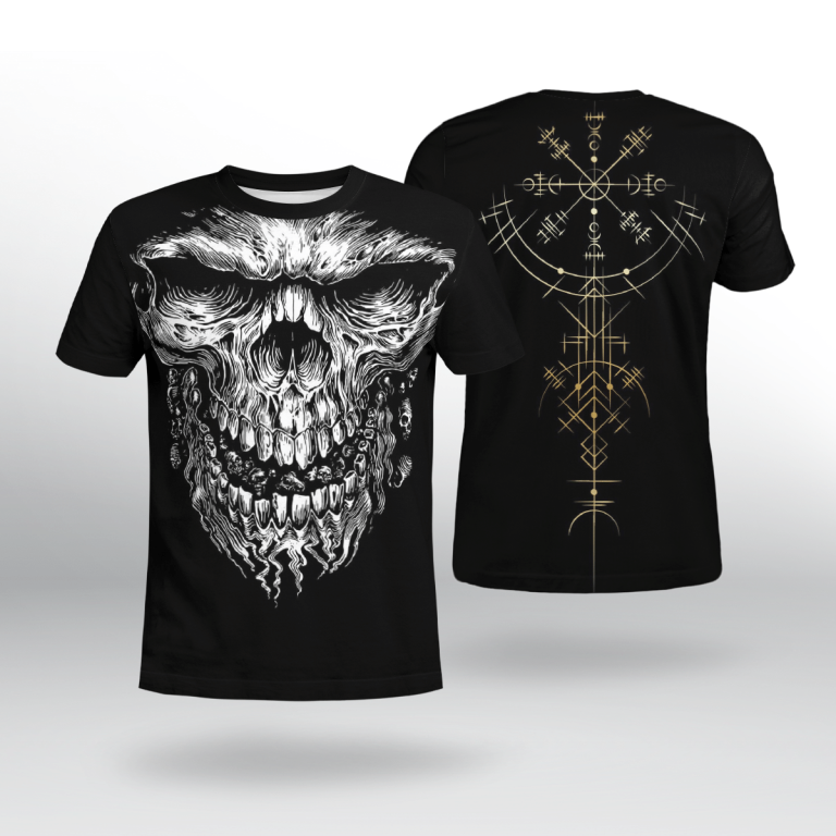 Skull-Viking-Vegvisir-Black-3D-Shirt-Hoodie-2