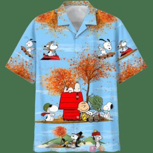 Snoopy And Charlie Brown Autumn Time Blue 3D Shirt