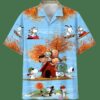 Snoopy And Charlie Brown Friends Autumn Time Blue 3D Shirt