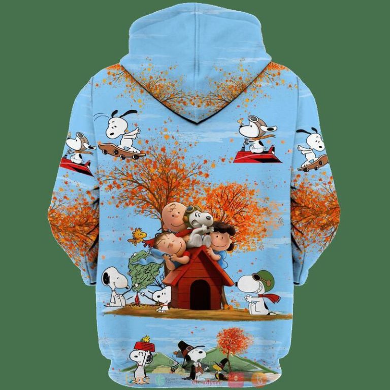 Snoopy-And-Charlie-Brown-Friends-Autumn-Time-Blue-3D-Shirt-Hoodie-2