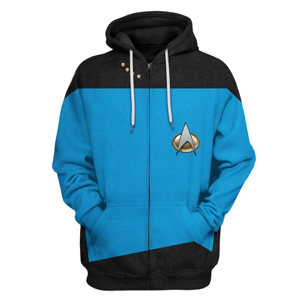 Star Trek The Next Generation 1987 1994 Blue 3D Hoodie Star Trek The Next Generation 1987 1994 Blue 3D Hoodie