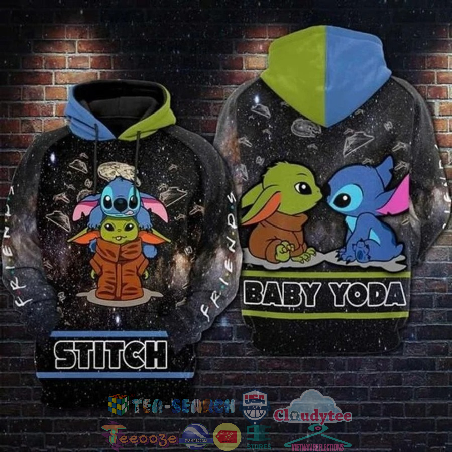 Stitch And Baby Yoda Star Wars 3D Hoodie Stitch And Baby Yoda Star Wars 3D Hoodie