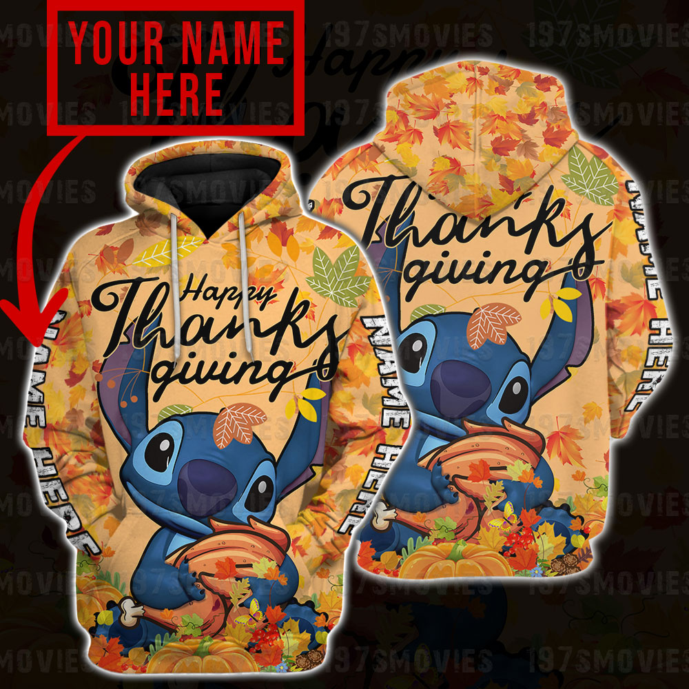 Stitch Happy Thanksgiving Personalized 3D Hoodie Stitch Happy Thanksgiving Personalized 3D Hoodie