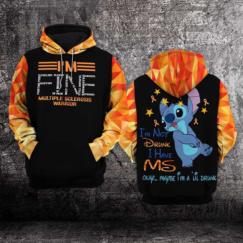 Stitch I’M Fine Multiple Sclerosis Awareness 3D Hoodie – Limited Edition Stitch I’M Fine Multiple Sclerosis Awareness 3D Hoodie – Limited Edition