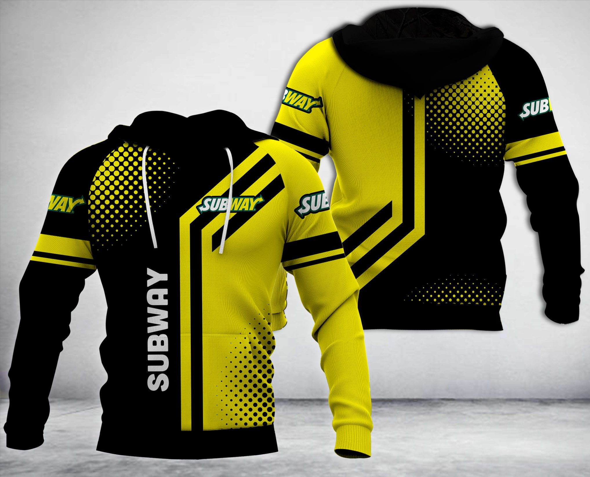 Subway Black Yellow 3D Hoodie Subway Black Yellow 3D Hoodie
