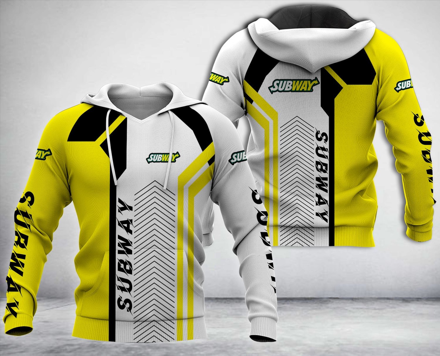 Subway Yellow White 3D Hoodie Subway Yellow White 3D Hoodie