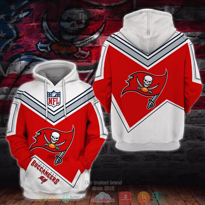 Tampa Bay Buccaneers Nfl Logo Red White 3D Hoodie Tampa Bay Buccaneers Nfl Logo Red White 3D Hoodie