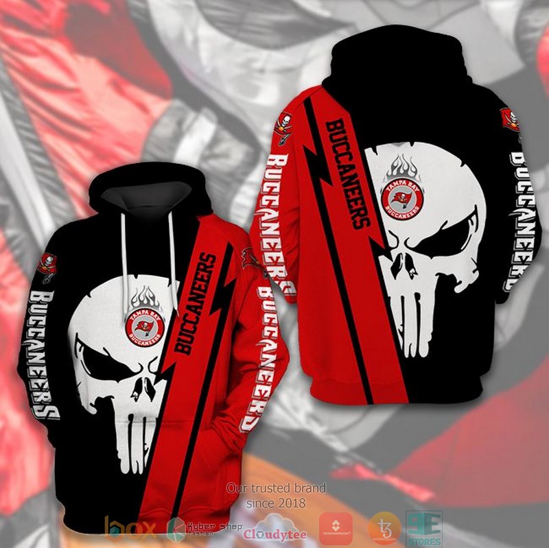 Tampa Bay Buccaneers Nfl Punisher Skull Black Red 3D Hoodie Tampa Bay Buccaneers Nfl Punisher Skull Black Red 3D Hoodie