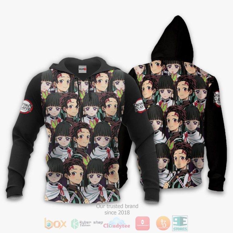 Tanjiro-And-Kanao-Kimetsu-Anime-Black-3D-Hoodie-Bomber-Jacket-3