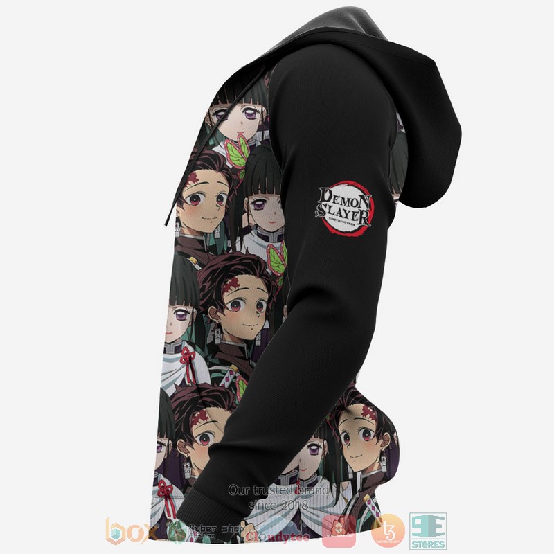 Tanjiro And Kanao Kimetsu Anime Black 3D Hoodie Tanjiro And Kanao Kimetsu Anime Black 3D Hoodie