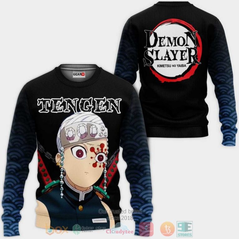 Tengen-Uzui-Funny-Face-Kimetsu-Anime-3D-Hoodie-Bomber-Jacket-2