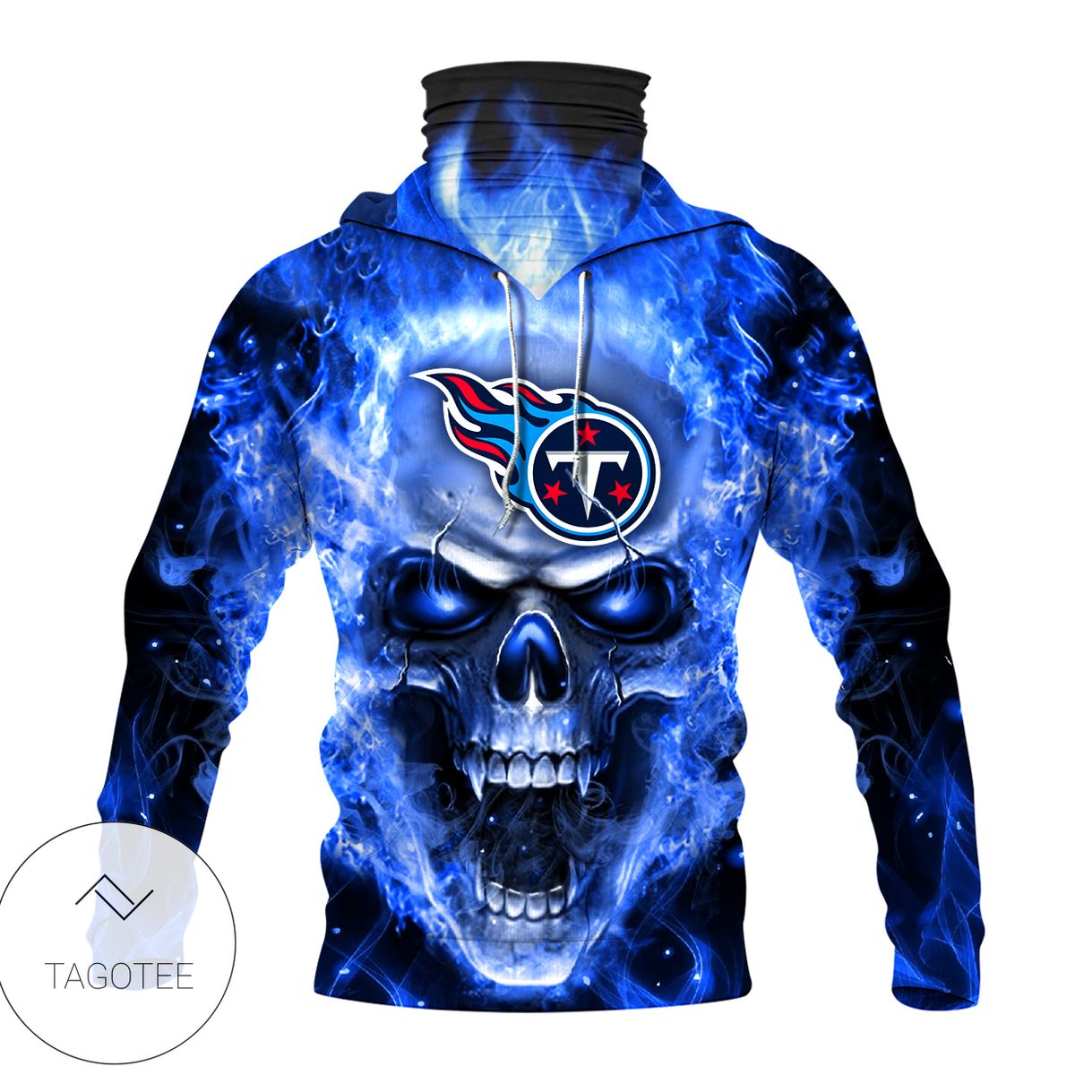Tennessee Titans Skull Blue Fire Mask Hoodie Tennessee Titans Skull Blue Fire Mask Hoodie