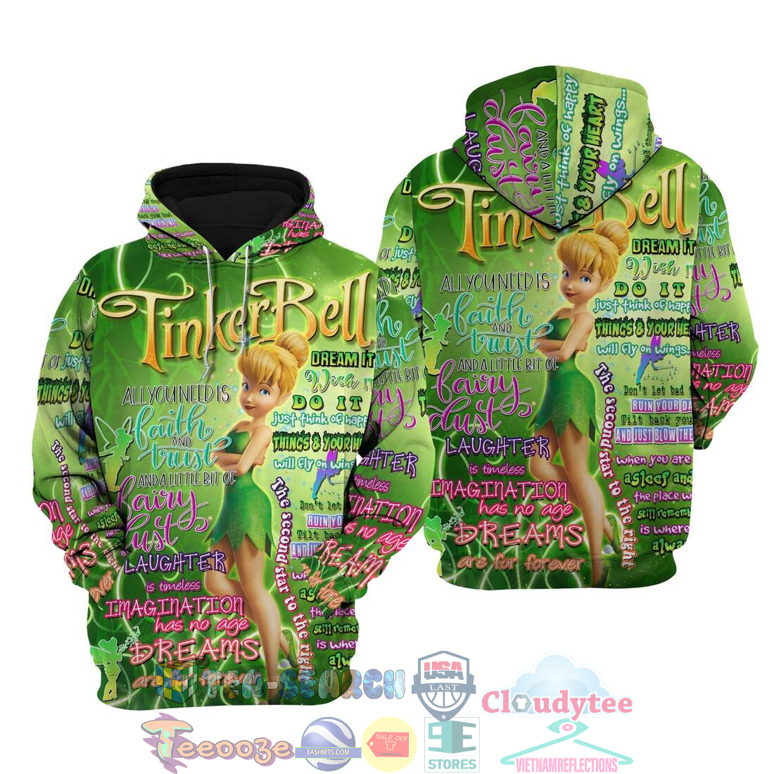 Tinker Bell Punk Words Pattern Disney Quotes Hoodie 3D Tinker Bell Punk Words Pattern Disney Quotes Hoodie 3D