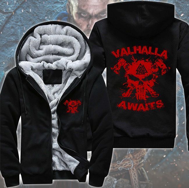 Valhalla-Awaits-Skull-Viking-Fleece-Hoodie-Jacket-1