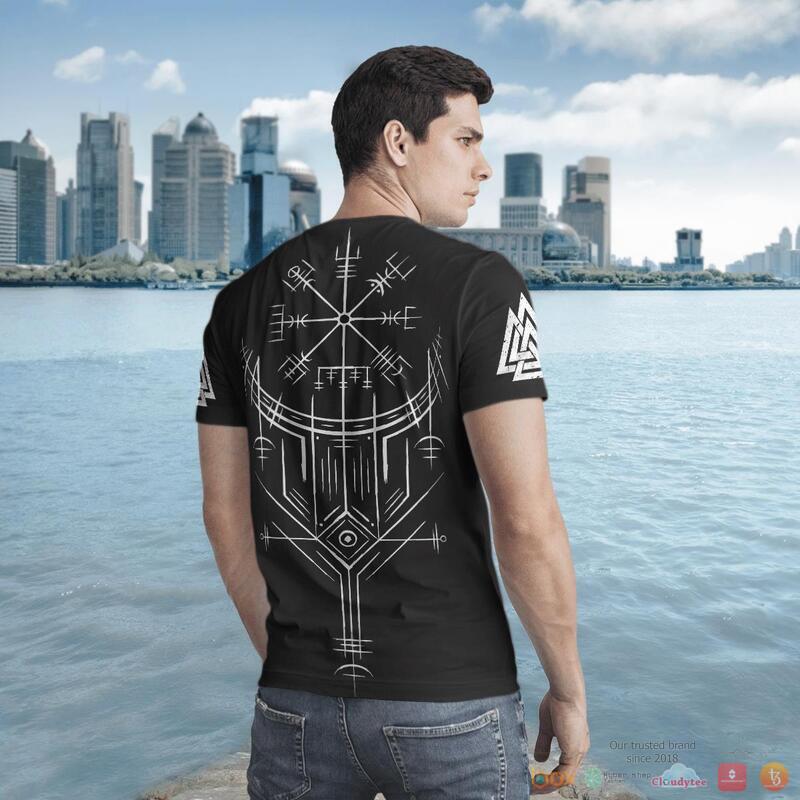 Viking Fenrir Vegvisir Black 3D Shirt Viking Fenrir Vegvisir Black 3D Shirt