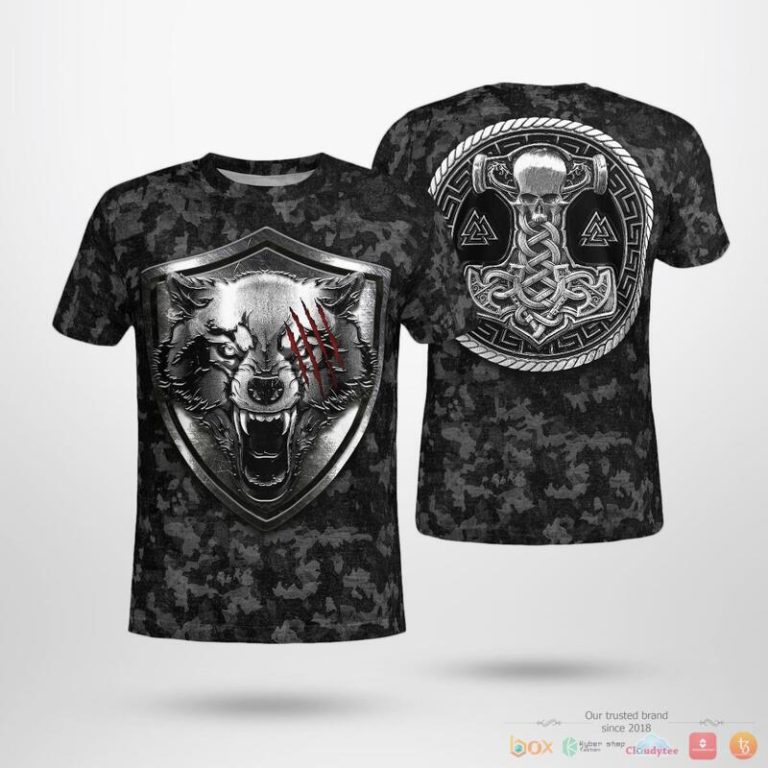 Viking-Fenrir-Wolf-And-Hammer-3D-Shirt-Hoodie-3