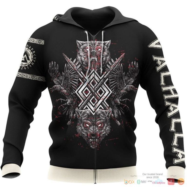 Viking-Fenrir-Wolf-And-Raven-3D-Shirt-Hoodie-3
