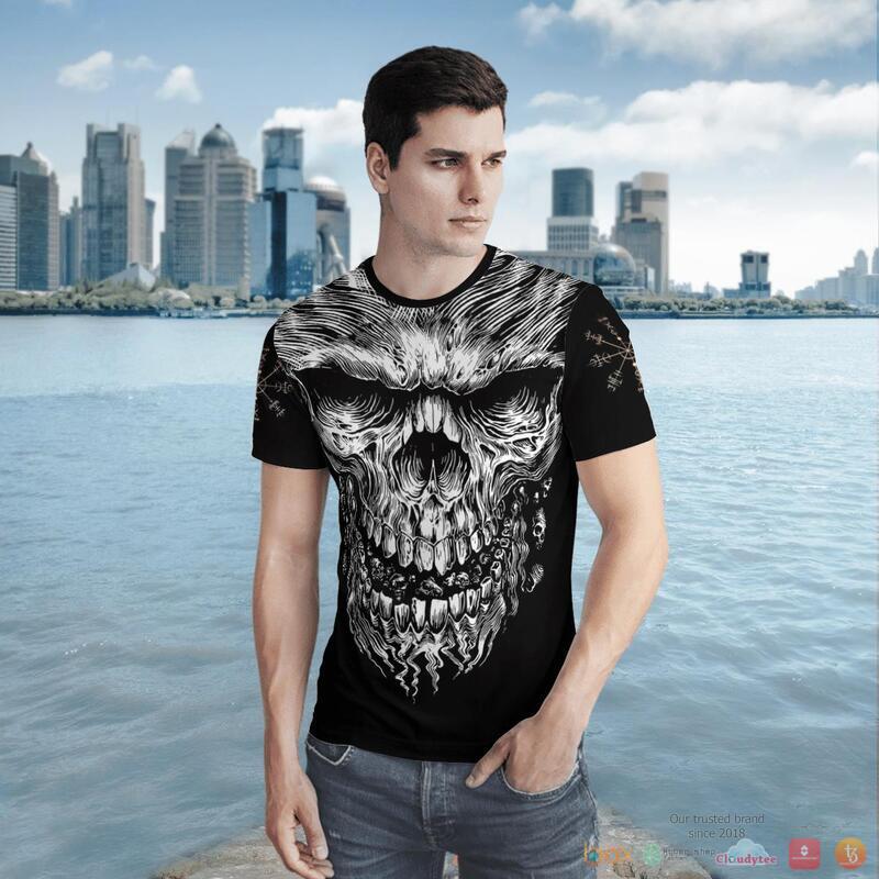 Viking Skull Vegvisir 3D Shirt Viking Skull Vegvisir 3D Shirt