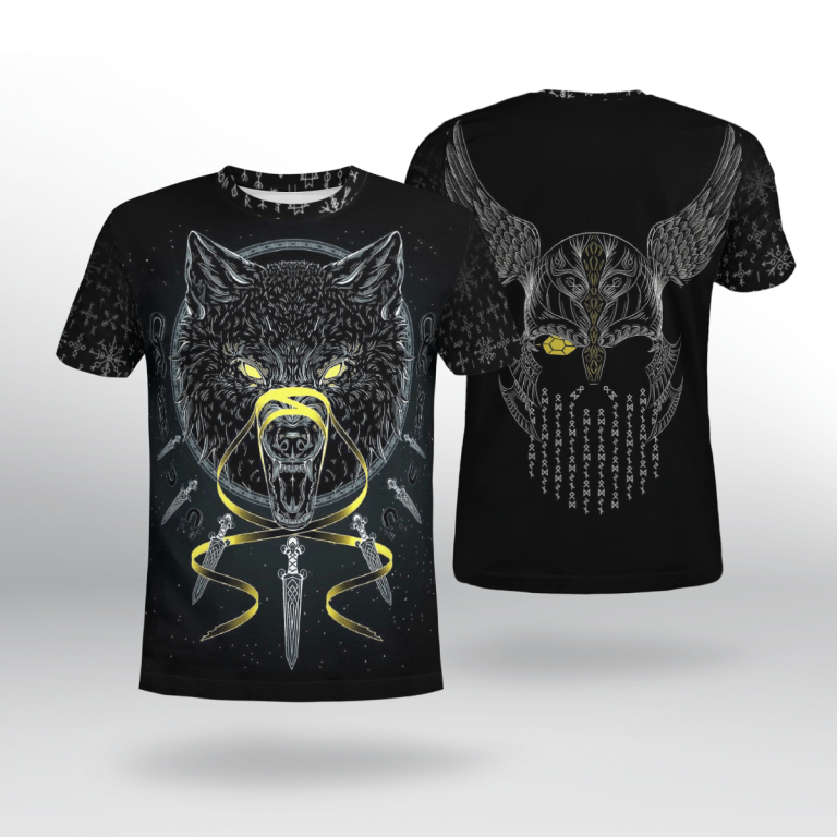 Viking-Symbol-Fenrir-Wolf-Black-3D-Shirt-Hoodie-2