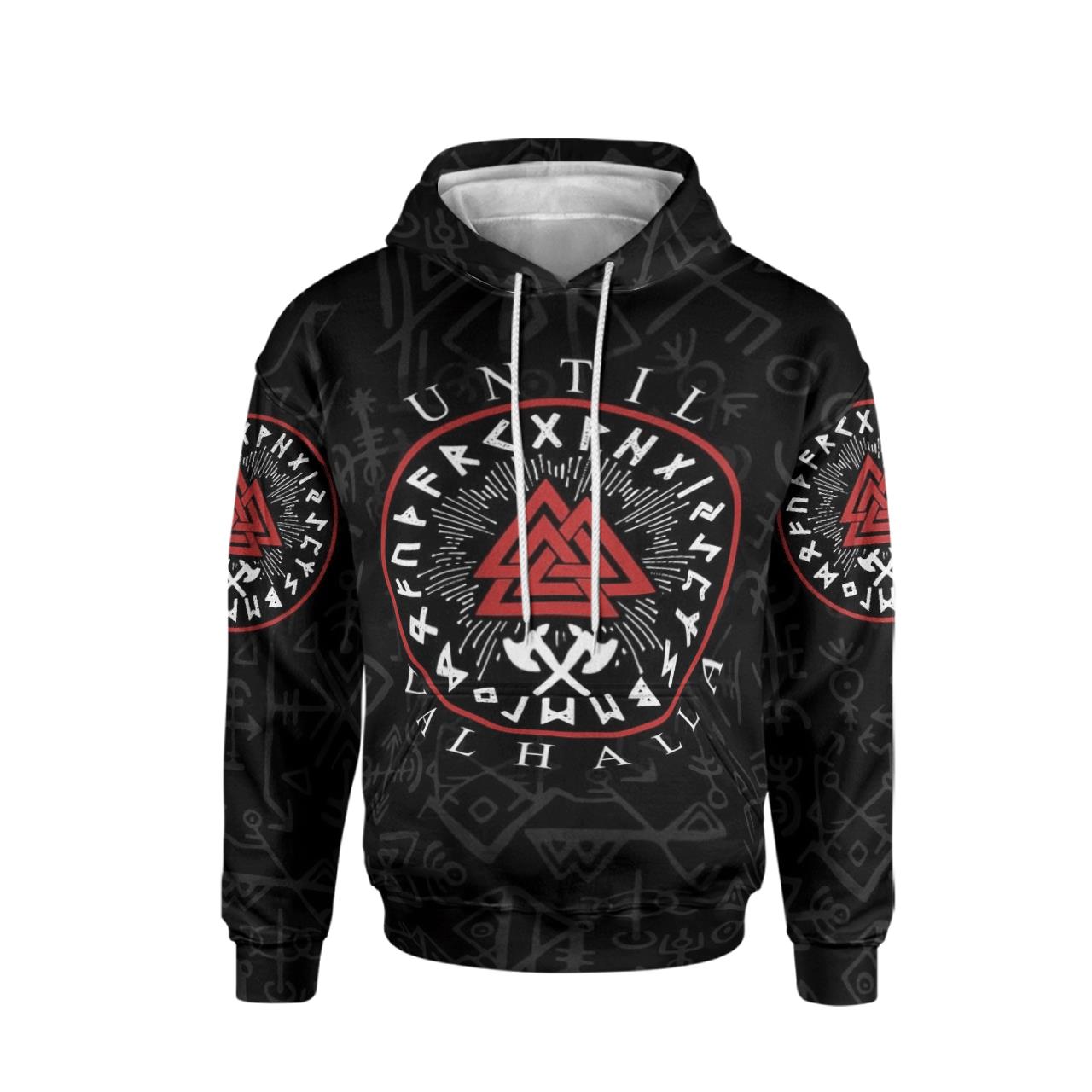 Viking Until Valhalla Black 3D Over Printed Hoodie Viking Until Valhalla Black 3D Over Printed Hoodie