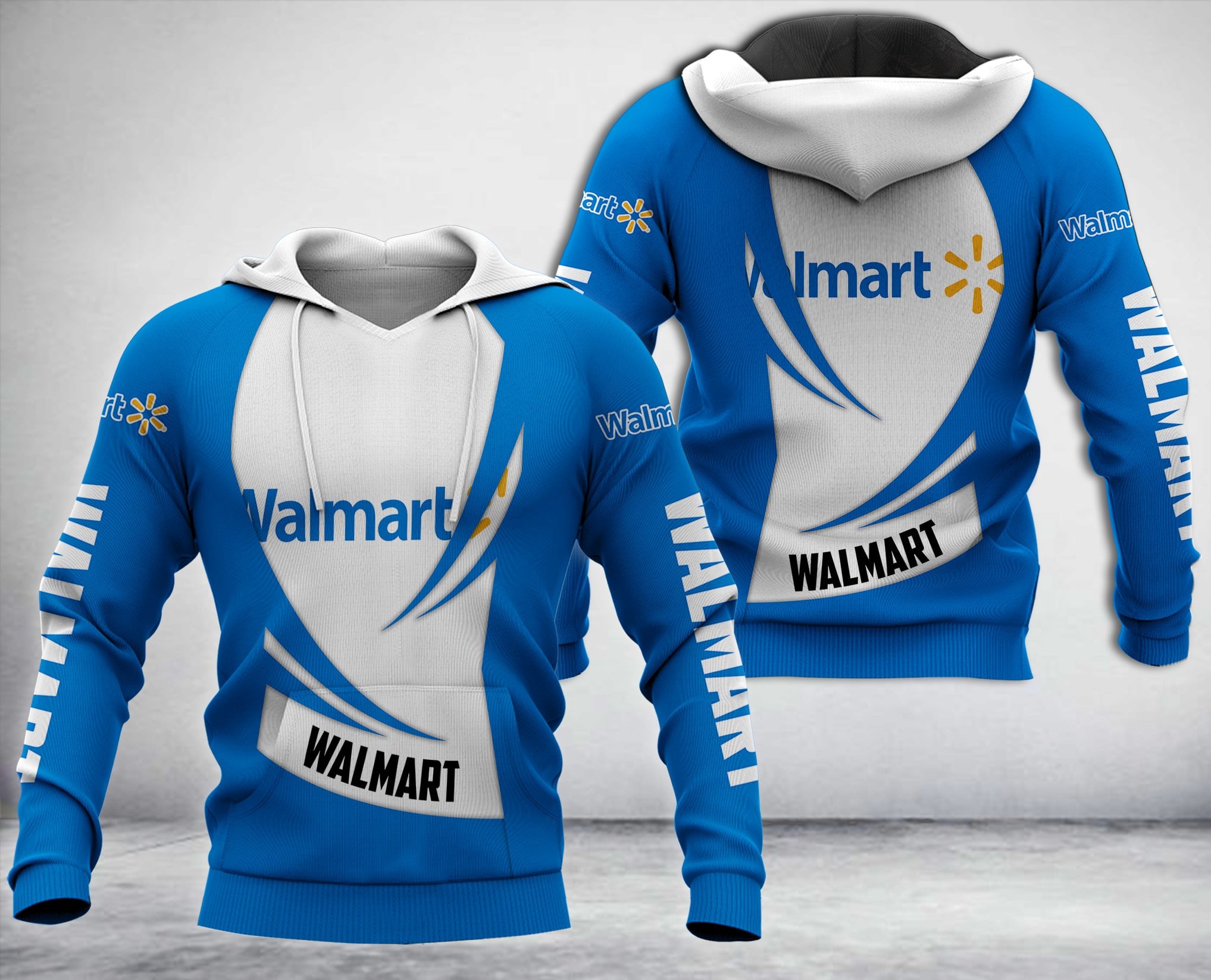 Walmart Blue White 3D Hoodie Walmart Blue White 3D Hoodie