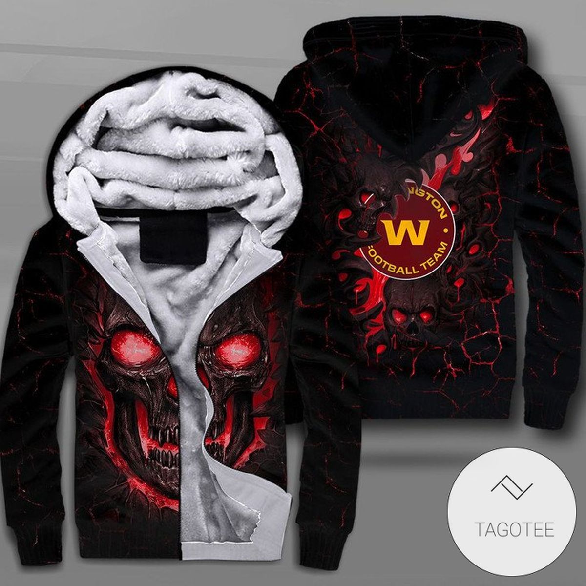 Washington Football Team Lava Skull Zipper Fleece Hoodiee Washington Football Team Lava Skull Zipper Fleece Hoodiee