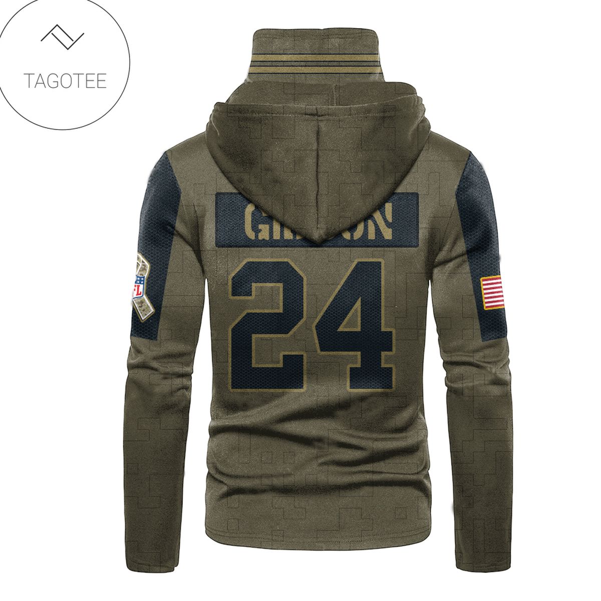 Washington Football Team Number 24 Antonio Gibson Mask Hoodie Washington Football Team Number 24 Antonio Gibson Mask Hoodie