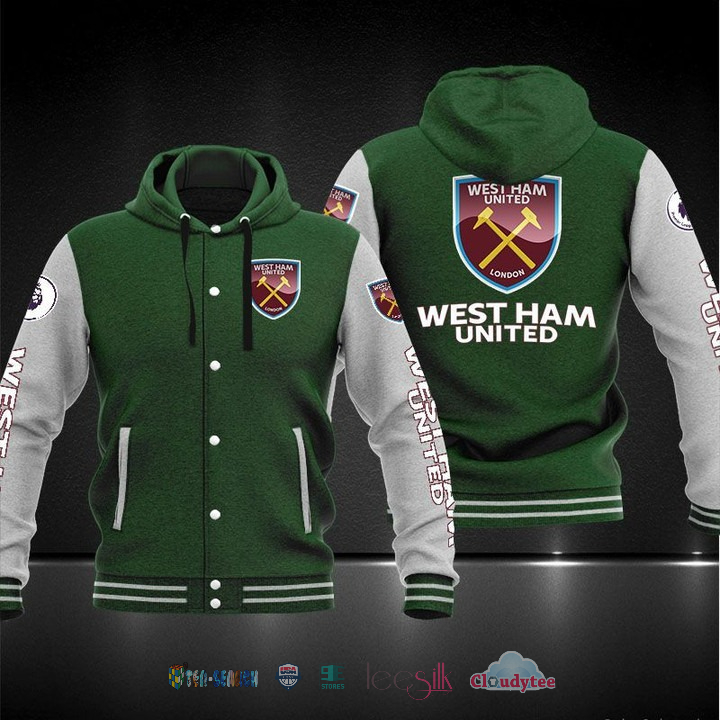 West Ham United F.C Baseball Hoodie Jacket West Ham United F.C Baseball Hoodie Jacket