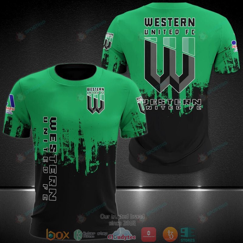 Western United Fc Green Black 3D Shirt Western United Fc Green Black 3D Shirt