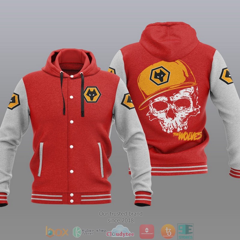 Wolverhampton Wanderers Fc Skull Baseball Hoodie Jacket Wolverhampton Wanderers Fc Skull Baseball Hoodie Jacket