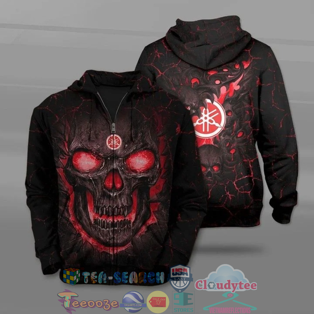 Yamaha Skull Ver 2 All Over Printed T-Shirt Hoodie Yamaha Skull Ver 2 All Over Printed T-Shirt Hoodie