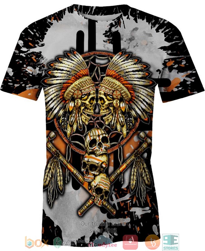 Yellow-Native-Skull-Grey-3D-Shirt-Hoodie-2