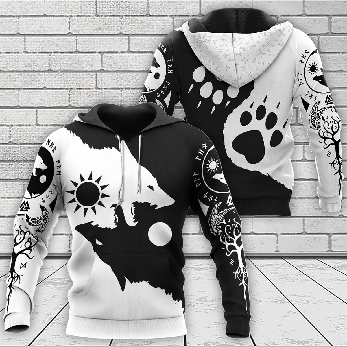 Yin Yang Wolf Skoll And Hati 3D Shirt Yin Yang Wolf Skoll And Hati 3D Shirt