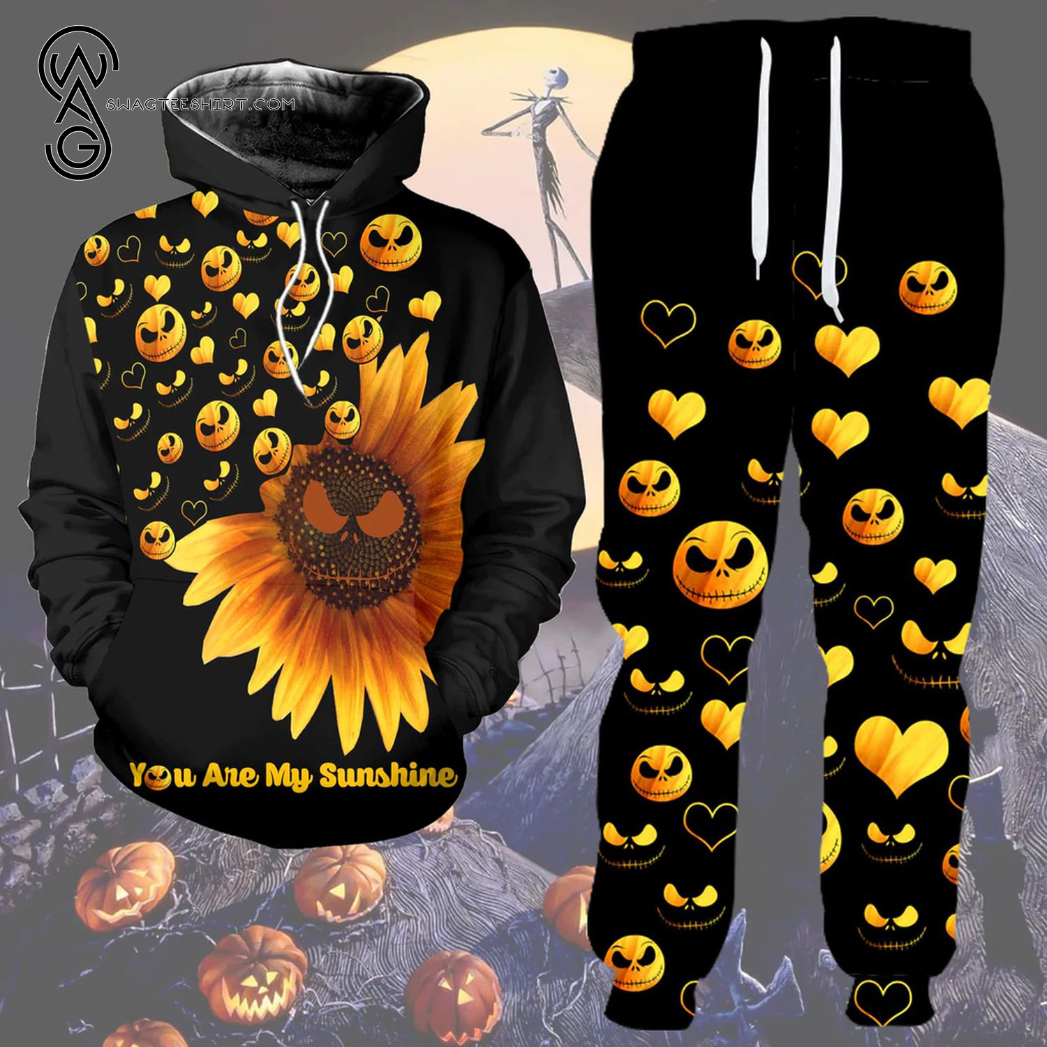You Are My Sunshine Jack Skellington Full Print Combo Hoodie And Sweatpants You Are My Sunshine Jack Skellington Full Print Combo Hoodie And Sweatpants
