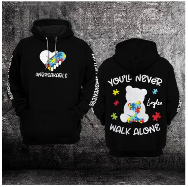 You’Ll Never Walk Alone Personalized Autism Awareness Custom Name 3D Hoodie You’Ll Never Walk Alone Personalized Autism Awareness Custom Name 3D Hoodie