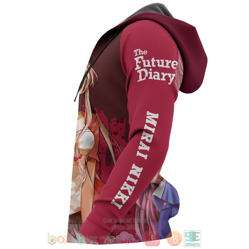 Yuno Gasai Future Diary Mirai Nikki Anime Red 3D Hoodie Yuno Gasai Future Diary Mirai Nikki Anime Red 3D Hoodie