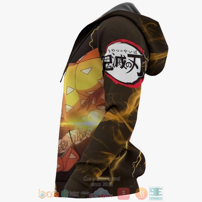 Zenitsu Agatsuma Kimetsu Anime 3D Black Hoodie Zenitsu Agatsuma Kimetsu Anime 3D Black Hoodie