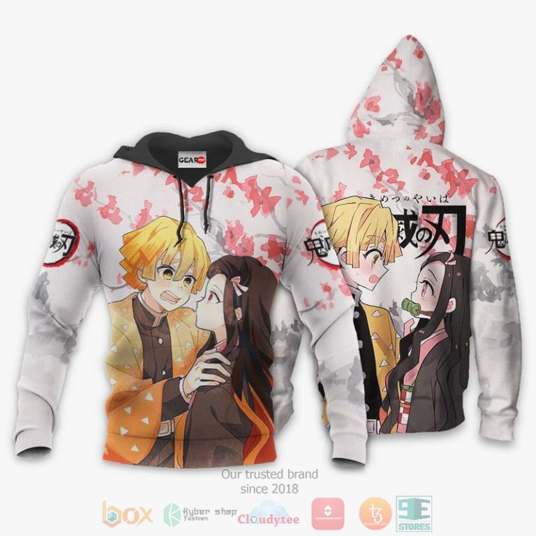 Zenitsu-And-Nezuko-Kimetsu-Anime-White-3D-Hoodie-Bomber-Jacket-3